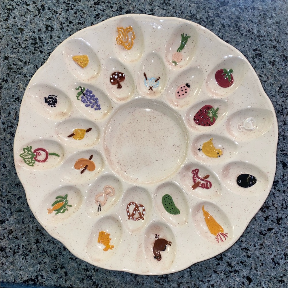Deviled Egg Plate Serving Dish Hand Painted